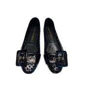 Ballerina Vernice Traforata Con Accessorio Fibbia Nera
