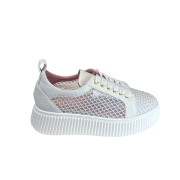 Sneakers Rete Polvere Multicolor Di Strass White