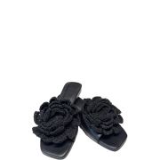 Ciabattina Flowers Black