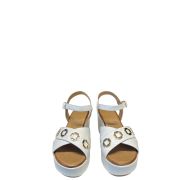 Sandalo Zeppa Incrocio Con Accessorio Cream