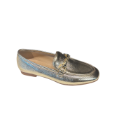 Mocassino Con Accessorio Laminato Platino