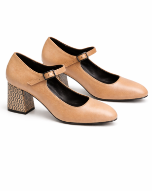 Decolletè Con Tacco Stampa Camel