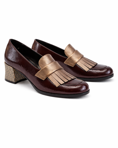 Scarpa Con Frange E Tacco Stampa Testa Di Moro