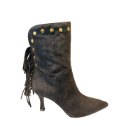 Tronchetto Con Frange Suede Black