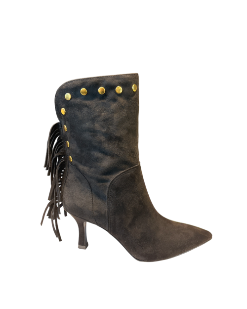 Tronchetto Con Frange Suede Black