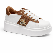 Sneakers Con Accessorio Ape Bianca/Cuoio