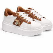 Sneakers Con Accessorio Ape Bianca/Cuoio